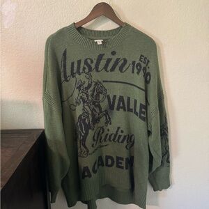Maeve Green Graphic Crewneck Sweater